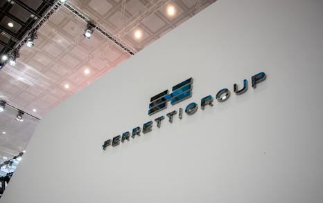 Ferretti Group sign at Boot Düsseldorf 2026 boat show 