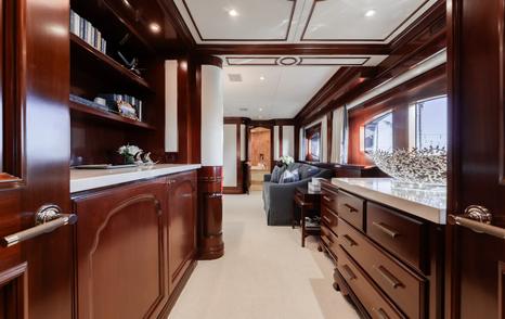 Superyacht Summer Dance master cabin hallway and seating area