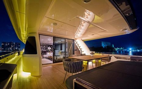 Motor yacht Alter Ego aft deck alfresco dining area