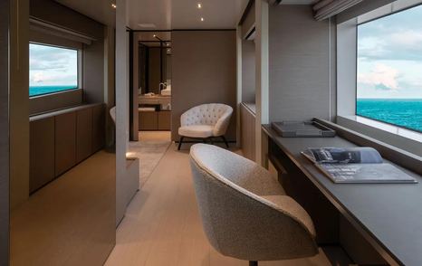  Custom Line yacht Adelia master cabin desk area 