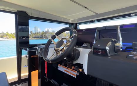 De Antonio D60 helm position showing steering wheel, controls and side visibility