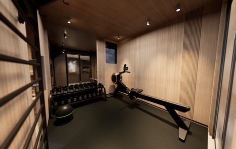 Rendering of Archipelago Expedition Catamaran A-80 indoor gym