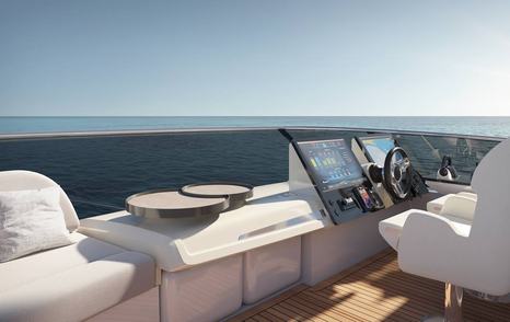 Rendering of Absolute 70 FLY Boat flybridge helm station