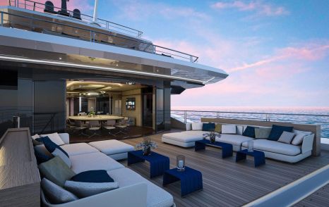 Rendering of superyacht ICE 68 aft deck sunpads