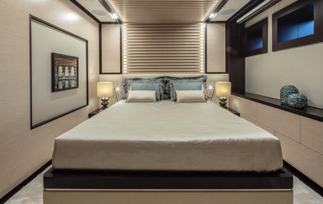 A guest stateroom on board an ISA superyacht