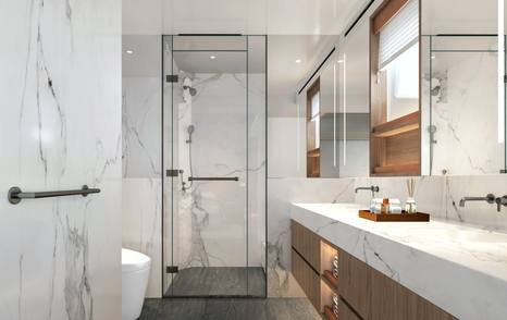 motor yacht CLB65 SUV en suite with marble detailing 
