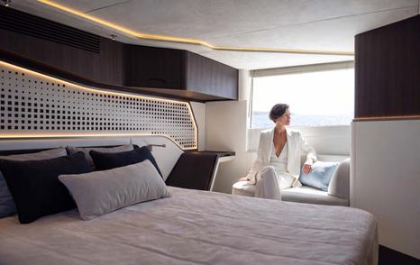 Galeon 570 Sky yacht master cabin with large window 