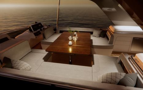 night time aft deck Galeon 560 FLY