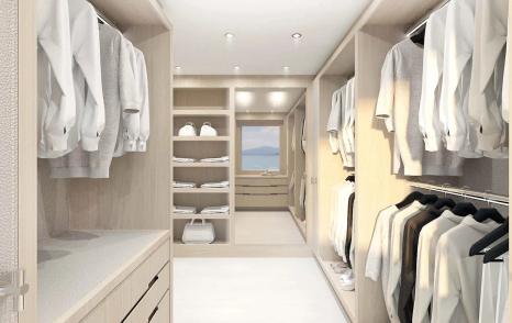 Rendering of Superyacht Project Fun master cabin walk-in wardrobe