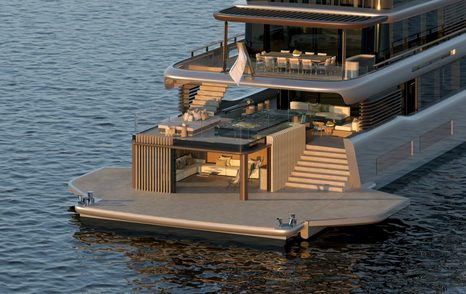 Rendering of Benetti B.Loft 58M superyacht beach club