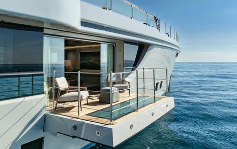 Superyacht Serenissima I main saloon fold out balcony with seating