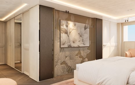Rendering of Moonen 122 Martinique Superyacht master cabin