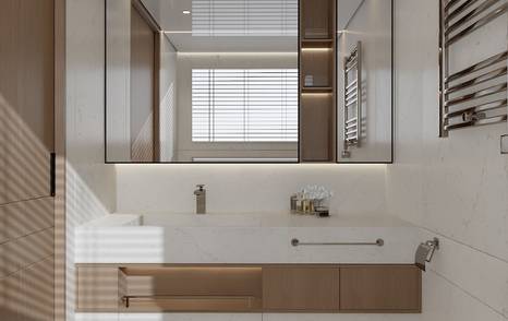 Rendering of Bering BC60 Explorer Catamaran master cabin ensuite 