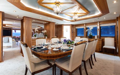 Superyacht Vibrance main saloon dining area 