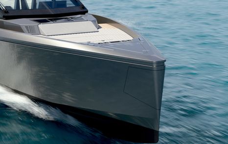 Rendering of Wally wallypower50X boat foredeck with integrated sunpad 