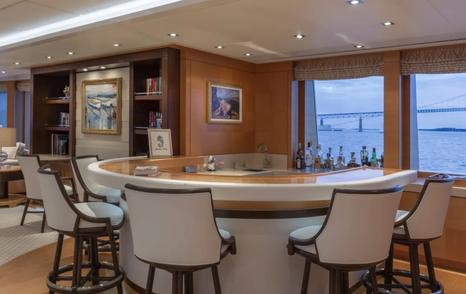 Superyacht Bella Vita interior circular bar area 