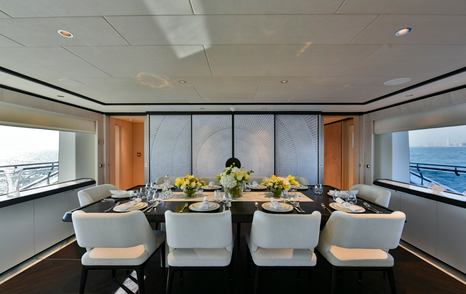 Gulf Craft Majesty 120 interior dining area