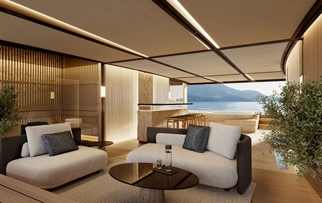 Rendering of Superyacht Project Ananda beach club seating 