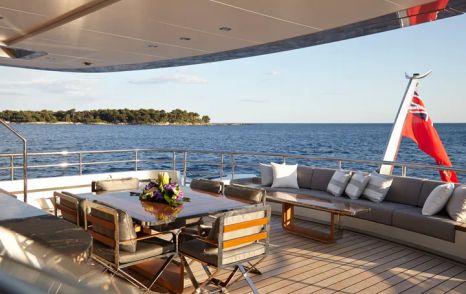 Superyacht Excellence V aft deck with sunpads