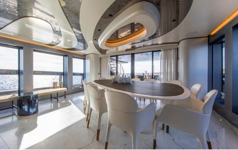 Motor Yacht Pandion Pearl's interior dining area