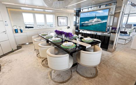 Superyacht Moonraker main saloon dining area 