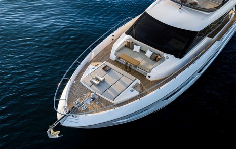 Ferretti 720 foredeck with sun pads  