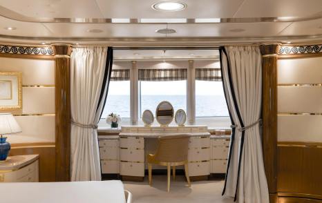 Superyacht Olympus master cabin vanity area