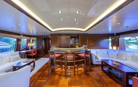  Superyacht Seascape V upper deck dining table and seating area