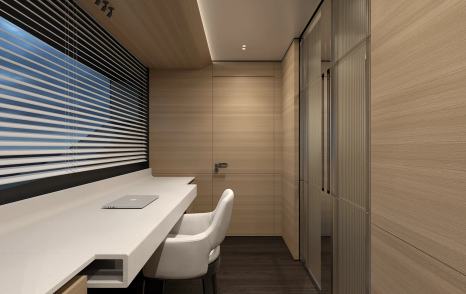 Rendering of Orion Yachts Superyacht Orion One master cabin desk area 