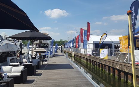 View along decking of Swanwick Marina