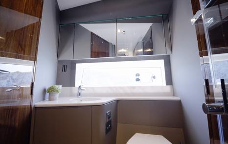 Owner's ensuite bathroom on the Fairline Targa 47 GT with separate shower and vanity
