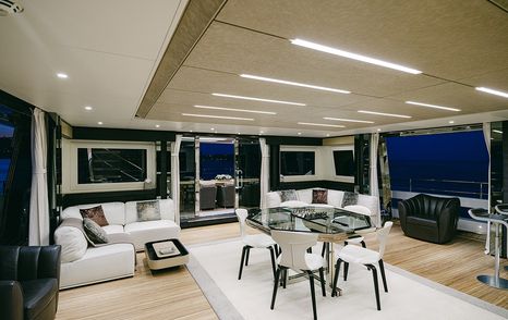 Superyacht Batarli's main saloon dining area
