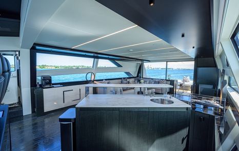 Motor yacht Shine's interior bar area and seating