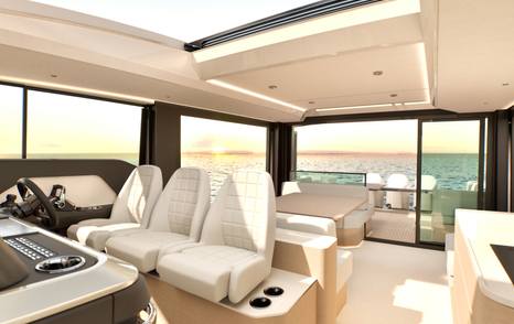 Saxdor 460 GTC boat interior helm station 