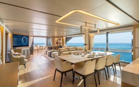 Seventh Horizon FD110 motor yacht main saloon dining area 
