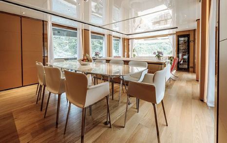 Superyacht Erolia main saloon dining area 