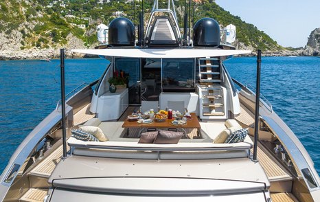 Riva motor yacht Kar aft deck lounge 