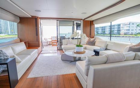 Princess motor yacht Record Year main saloon and aft deck 