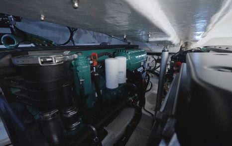 Twin Volvo Penta D11 IPS650 engines installed in the Fairline Targa 47 GT engine room