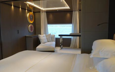 Motor Yacht Sodan's master cabin seating area