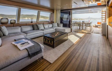 Custom Line Navetta 33 interior salon looking aft 