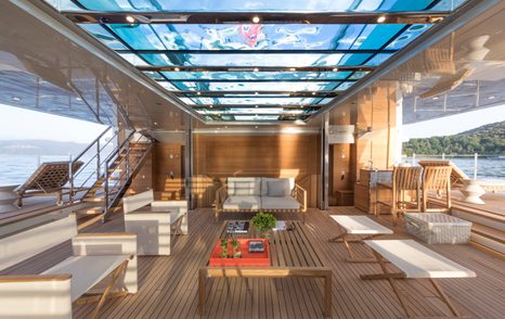 The salon area onboard a Sanlorenzo 52m Steel