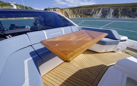 Fairline Targa 58 GTO foredeck seating with optional folding table