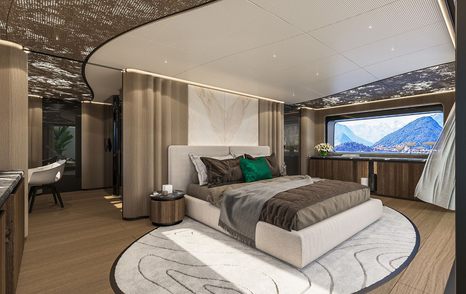 Rendering of Sirena 42M superyacht Master cabin 