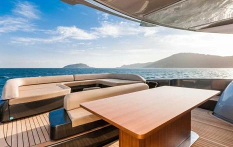 Riva motor yacht Speedy Bear aft deck dining area 