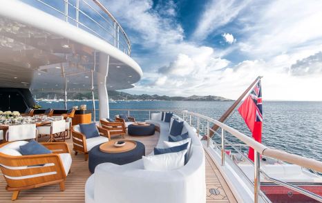 Amels 242 Superyacht Synthesis main aft deck seating area pre-refit 