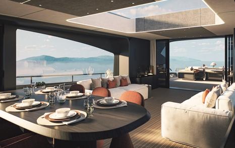 AB 95S main saloon with dining and lounge area