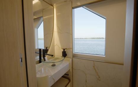 Main deck day head aboard the Gulf Craft Majesty 100 Terrace