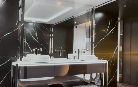 Rendering of new Sunseeker 135 Yacht model bathroom sink