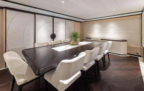 Superyacht Beaute interior dining table 